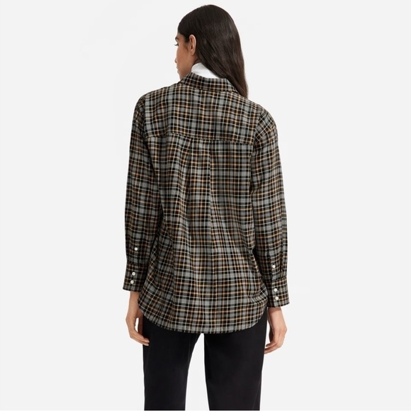 Everlane Women's Size 00 Lightweight Flannel Oversized Button Down Shirt Plaid - Picture 4 of 13
